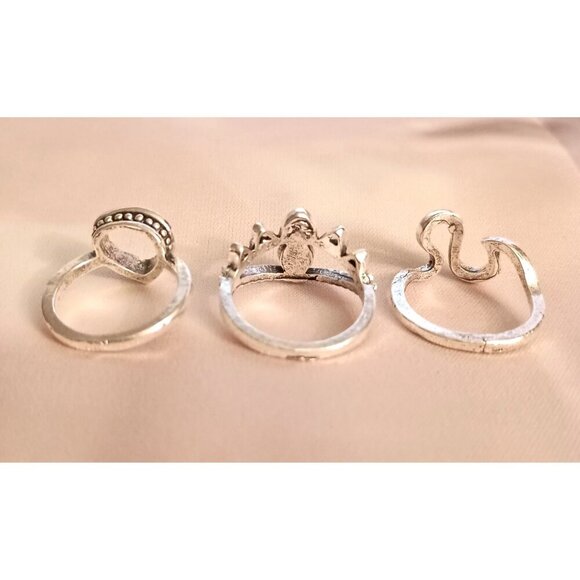 3-Piece Silver Boho Ring Set Midi & Statement Sizes 7 & 4 NWT in Box Gift - Picture 5 of 5